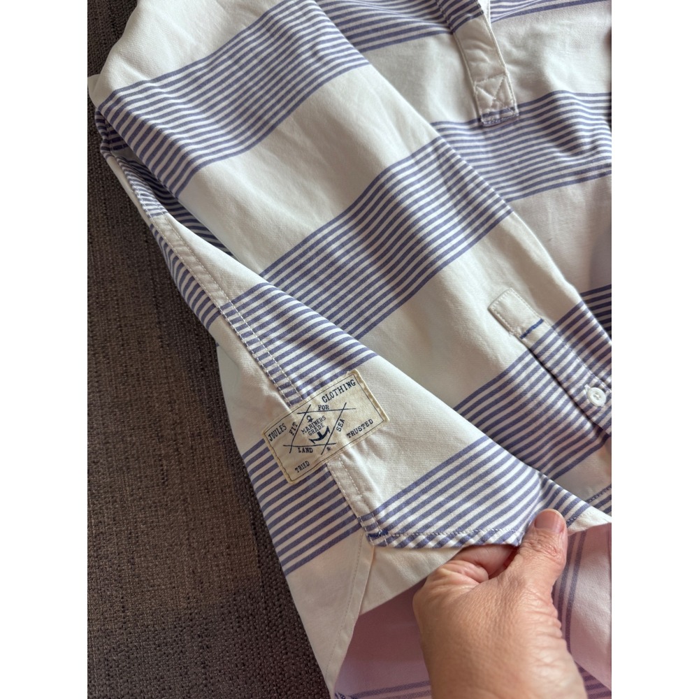 Joules Clovelly Striped Rugby Shirt Blue White Cotton Mariners Grade Womens 8 - Picture 3 of 11